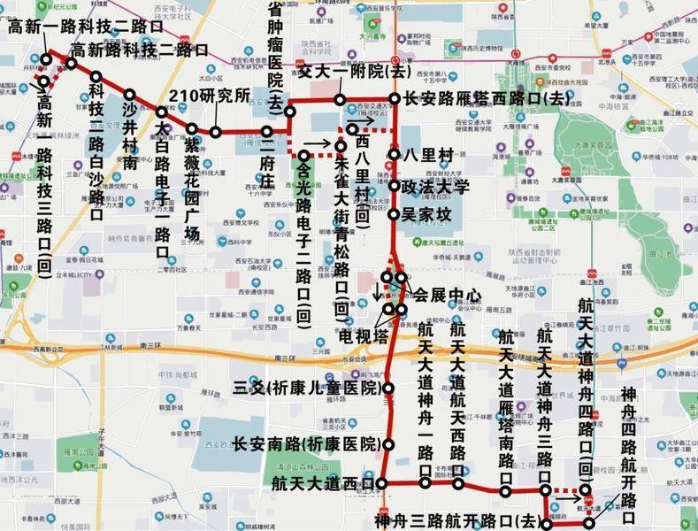 西安公交调整165路196路公交线路