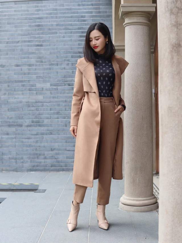 长大衣 直筒裤,适合微胖女生的显瘦穿搭