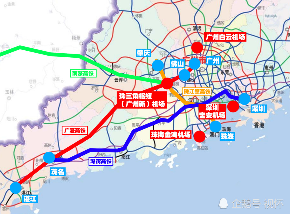 广州新机场交汇的几条高铁