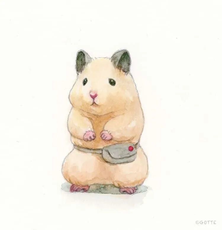 他的插画主角是一只仓鼠,可爱的举动,萌到心都化了