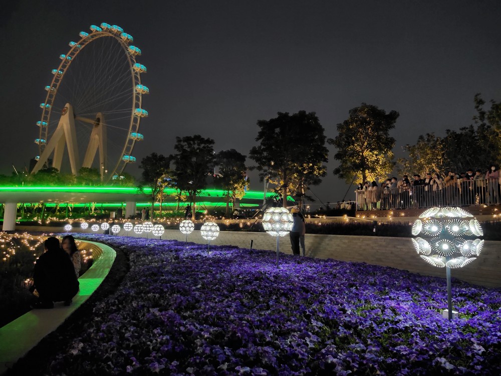 超大摩天轮,摇曳萤火虫灯,梦幻灯光秀-深圳欢乐港湾醉人夜景.