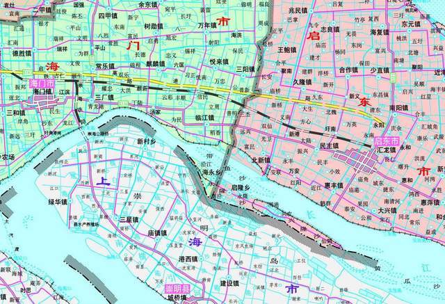 虽然大部分属于上海崇明区,但位于岛北的一小块区域属于江苏