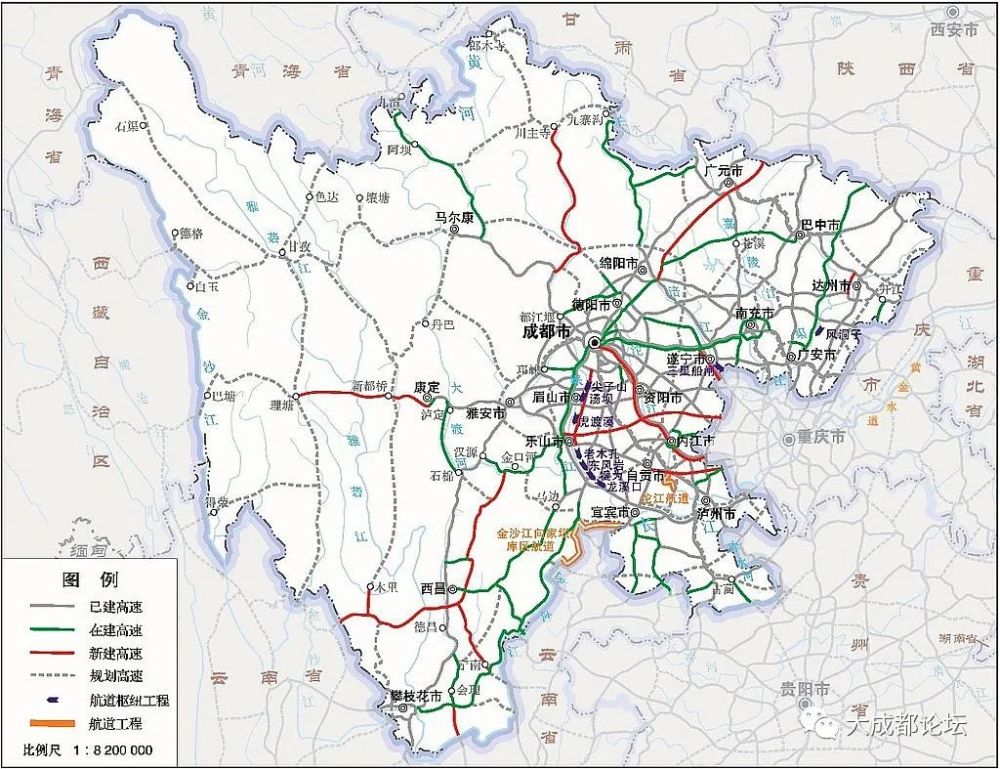 四川"十四五"规划纲要高速公路和水运重点项目示意图