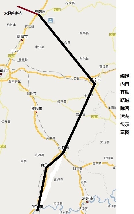 四川斥资393亿元规划筹建的高铁线路,途经绵阳,遂宁,内江,宜宾