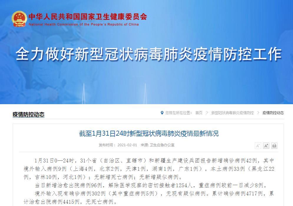 31省新增新冠本土确诊42例（【31省新增本土确诊42例河北40例）