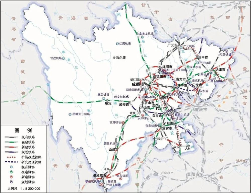 四川"十四五"规划纲要草案铁路图,看看有哪些规划?