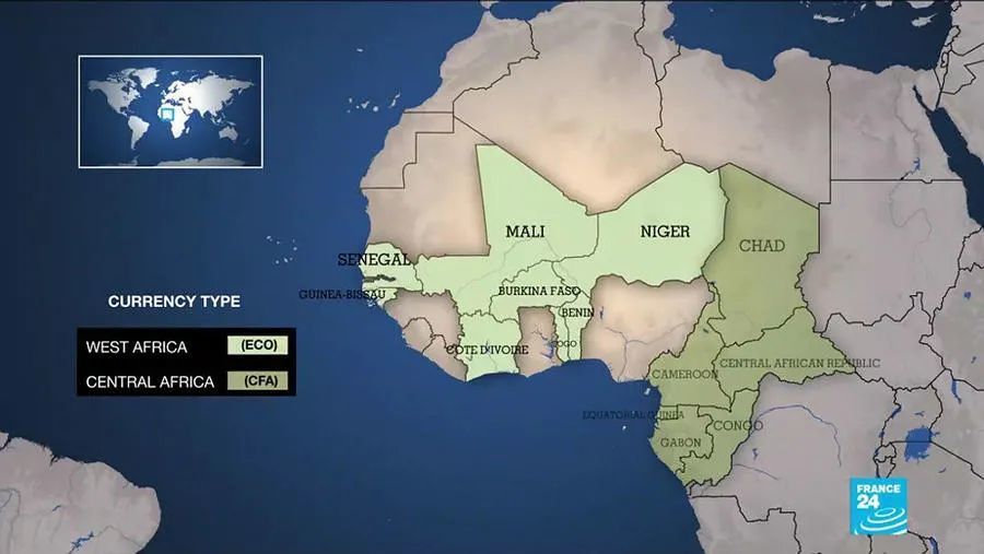 西非法郎和中非法郎均以法国法郎为模板,相似度很高二战
