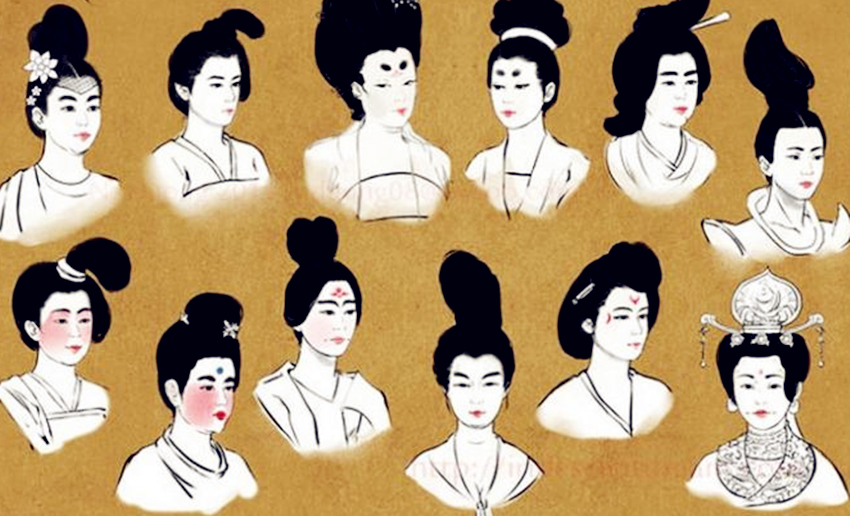 根据流传下来的仕女图和历史文献我们可知,当时的美人常用的发型多达