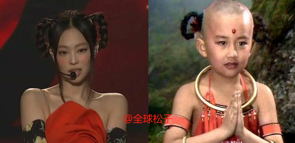 jennie晒"红孩儿"造型照,与佟湘玉同款妆容,遭网友吐槽"丑"