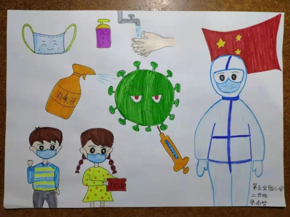 【乐亭抗疫作品】(十九)乐亭五小学生创作抗击疫情主题绘画作品