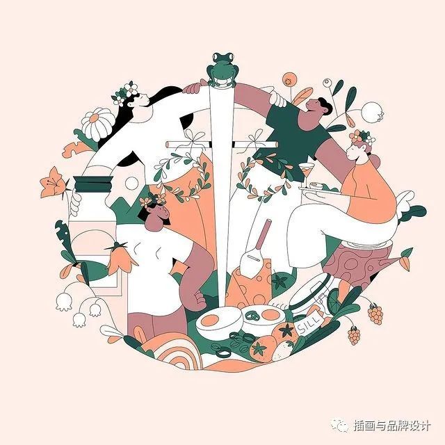 插画丨时下最流行的极简北欧风插画来袭!超级nice的抽象人物,动感十足