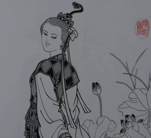 国画白描美女人物欣赏,收藏临摹!
