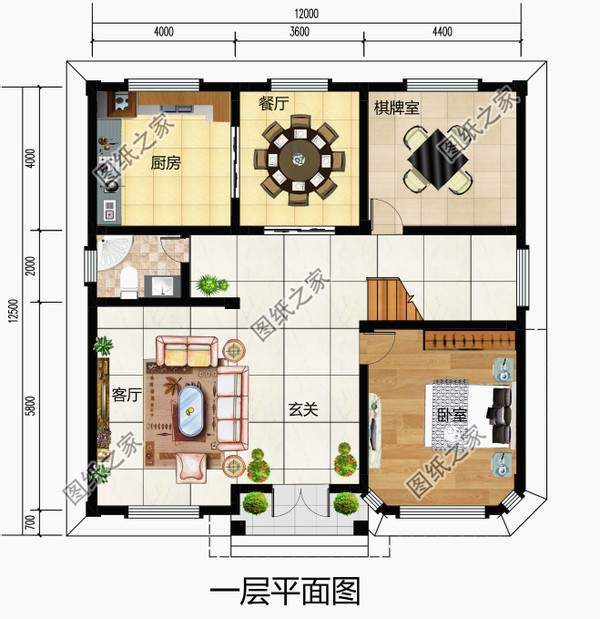 农村自建房,12×12米农村建房平面图和效果图分享,简单大气接地气