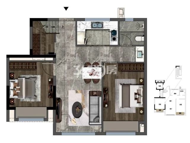 和玺建筑面积约86㎡户型图