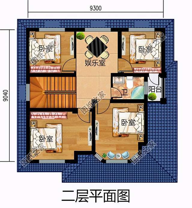 小户型二层楼房设计图,带阳台的好户型,农村建房就选它了