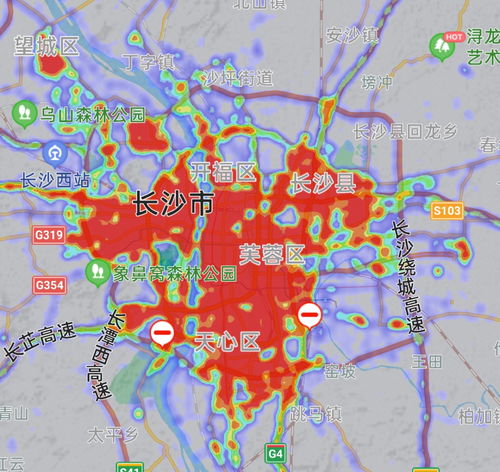 从热力地图看长沙城市发展方向,长沙哪里人气最高?朝哪儿去?