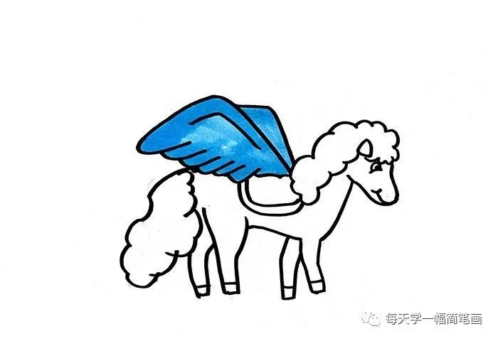 每天学一幅简笔画-美丽的飞马怎么画