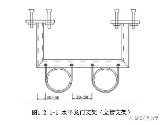 3.5 水管道的支吊架采用槽钢制作焊接而成,支架间距应符合规范要求.