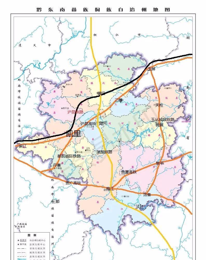 贵州黔东南州铁路网分布情况,还有4条铁路待建,3条高铁1条普铁