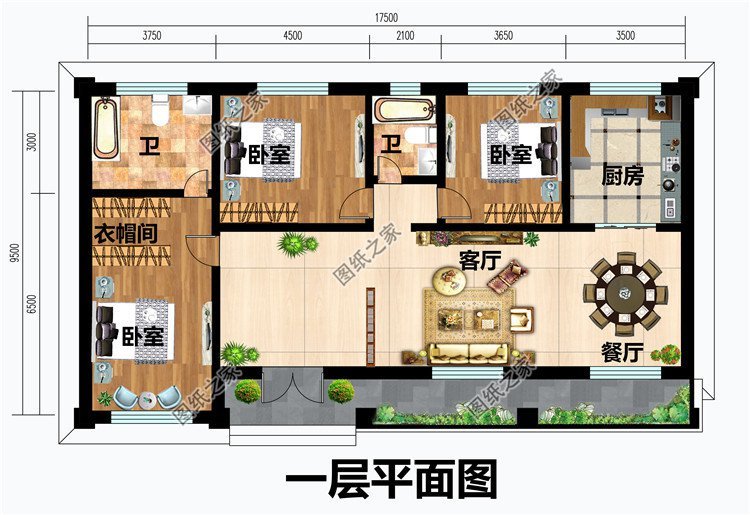 5m*9.5m,162.13平方米左右; 建筑层高:一层; 建筑高度:6.