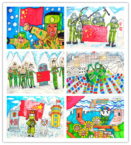 江苏省睢宁县新城区实验学校开展"为解放军叔叔绘一幅儿童画,写一封