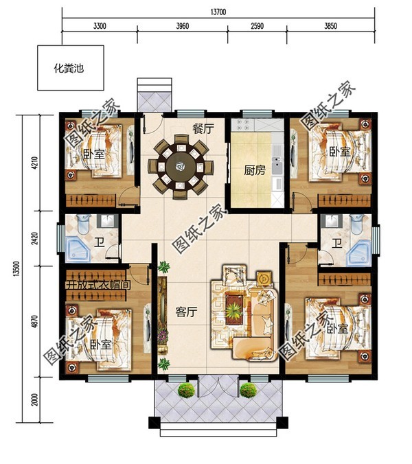 农村自建房四室两厅的房屋户型图简单大气就很好