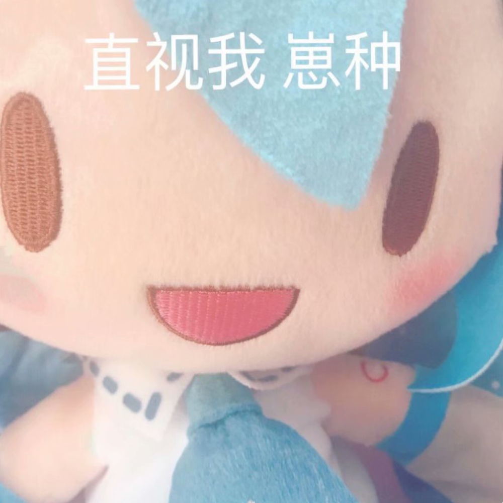 二次元表情2傻fufu初音未来表情包蓝绿色娃娃头发真实玩偶表情包