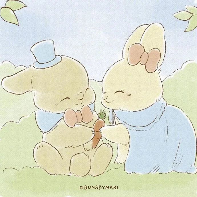 可爱小兔兔插画 ins:bunsbymari