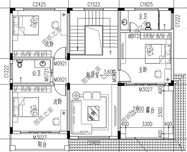 120平方农村二层小别墅,方正的户型,南北方都能建