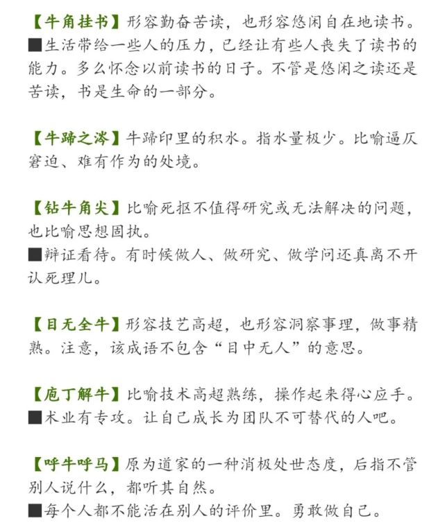 牛字成语真不少!牛年一定要学几个哟