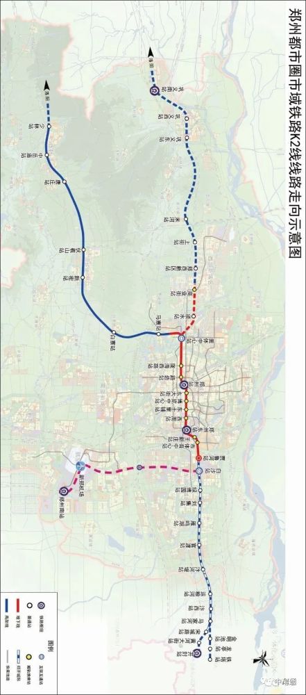 从这线路图可以看出, k2轨道快线在中牟境内大体沿着郑开大道开行,并