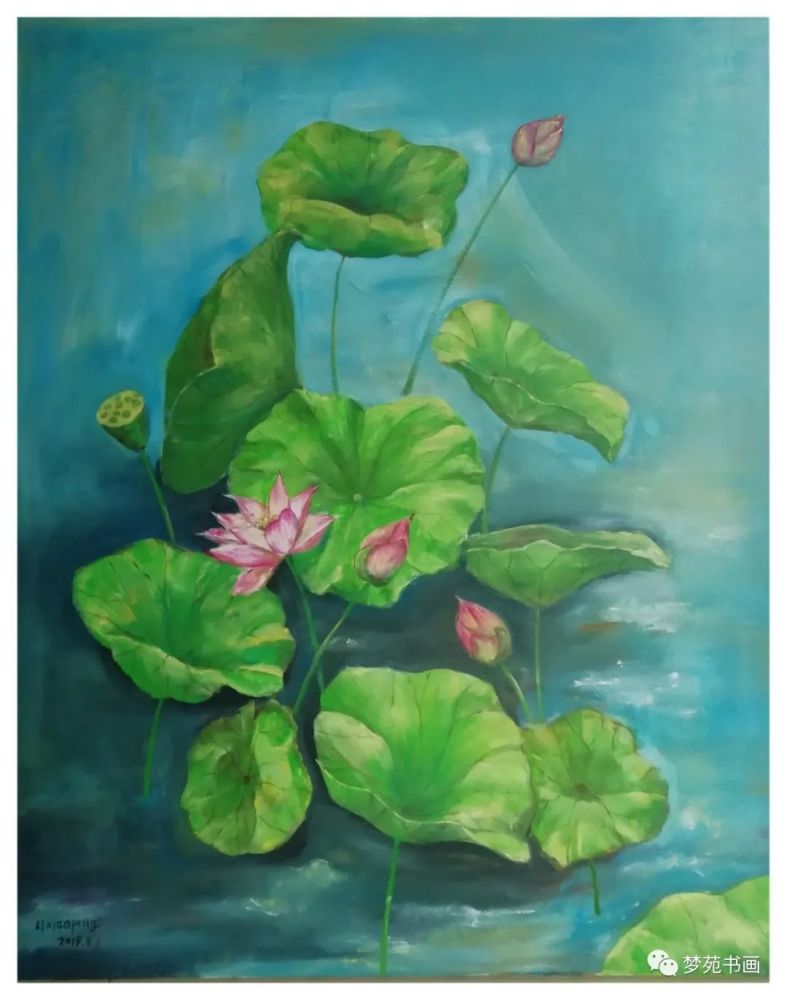 李小坪 《出水芙蓉》油画  100x80cm