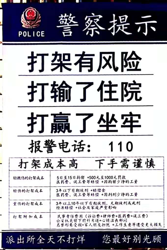 最后,提醒大家警方提示,解决纠纷应保持理性,克制,对于在公共场所打架