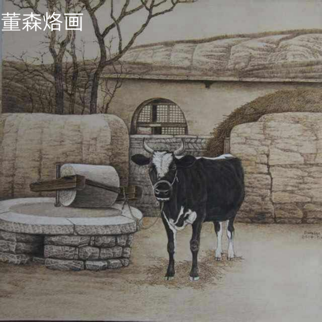 牛携瑞祥送春晖,牛年景泰春常在——董森"牛"系列烙画