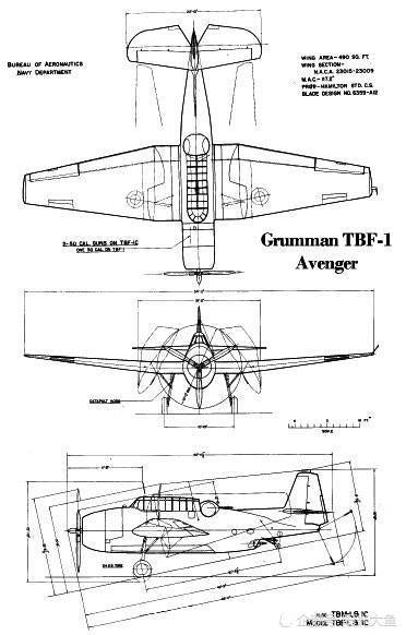 二战美军战机15-tbf"复仇者"鱼雷轰炸机