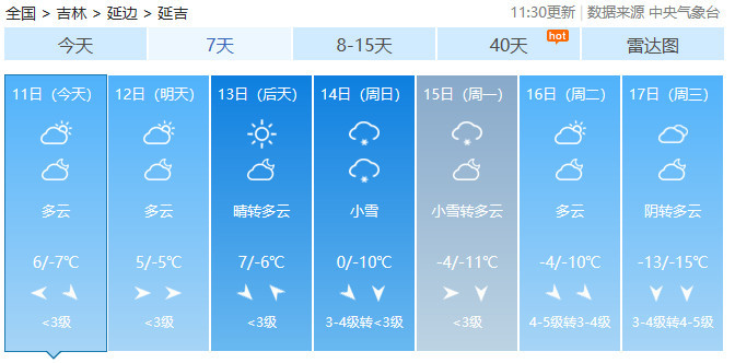 2月11日吉林天气/吉林天气预报