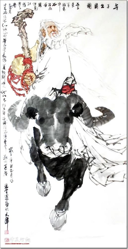 王金厚作品:《老子出关图》 (水墨画)