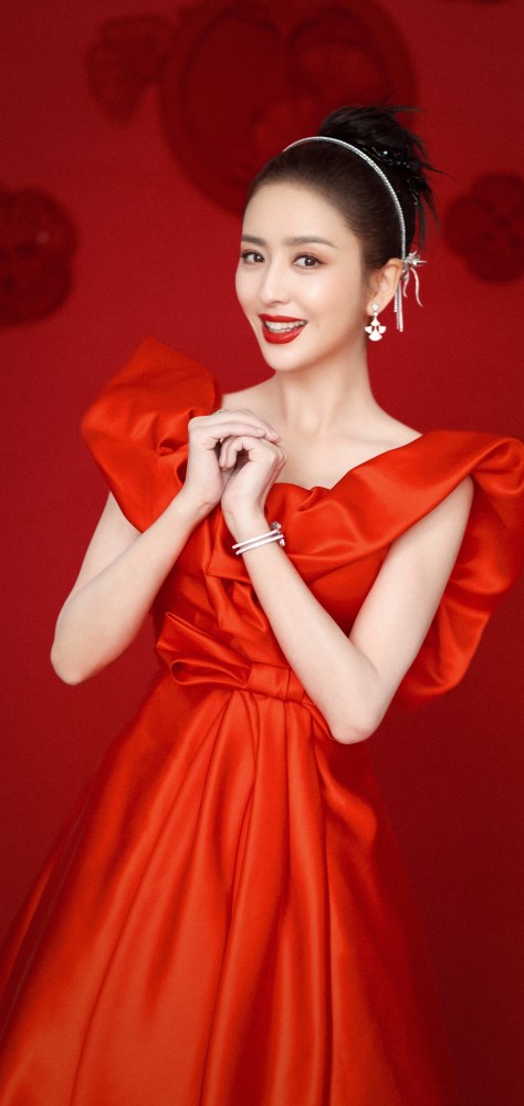 佟丽娅优雅气质红裙写真高清壁纸
