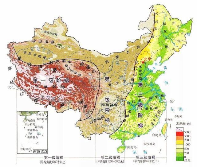 8张地理地图,了解中国的地势地貌划分,以及气候和人口