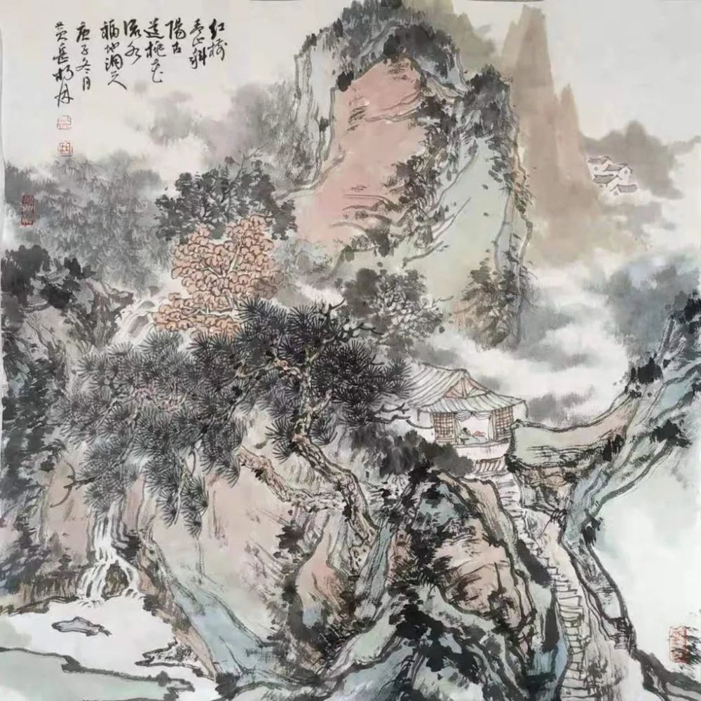 画家杨林财神印趣画