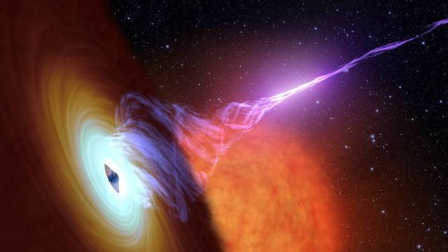 大都是在吸收了大量物质后才会出现,比如在有恒星伴星的黑洞附近,恒星