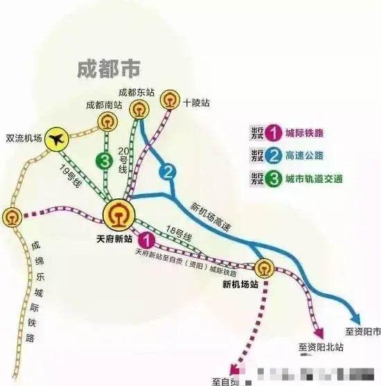 也可以从新机场高速公路直达,而从十陵站到天府机场只需要坐城际铁路