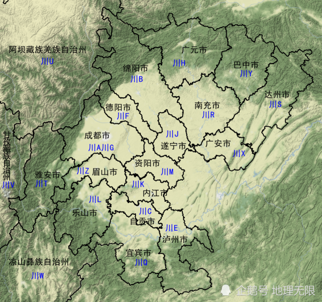 四川省车牌号首字母分布地图