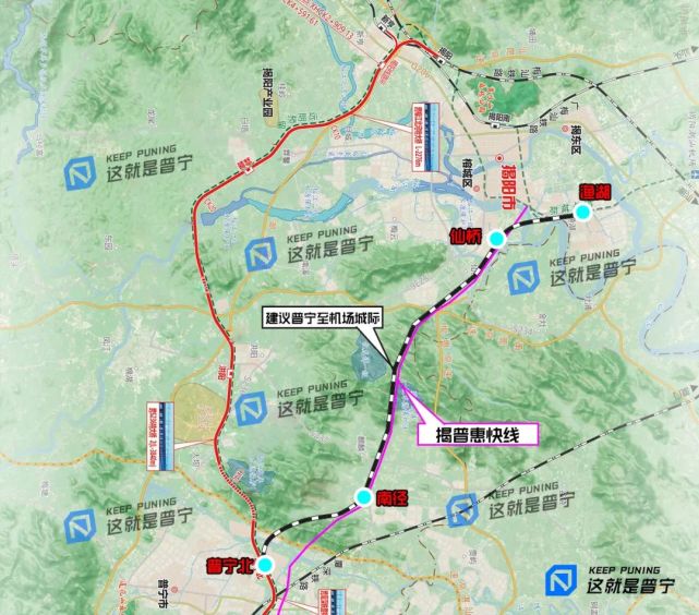 占陇等镇),后继续与快速路并线,穿山后,沿练江南岸,后接入揭惠铁路"