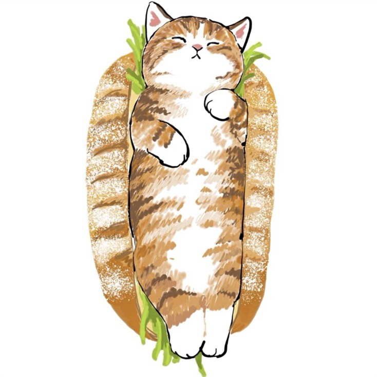 舒适的插画风微信头像×^o^×面包小猫咪