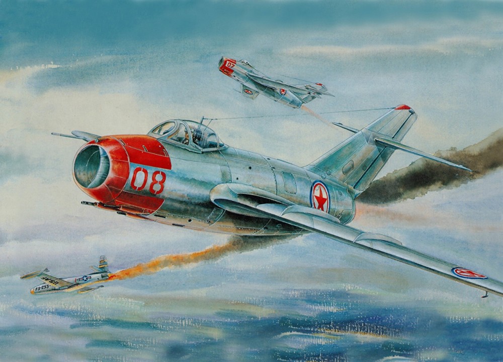 在整个朝鲜战争中,苏联空军驾驶米格-15战斗机取得了十分丰厚的战果