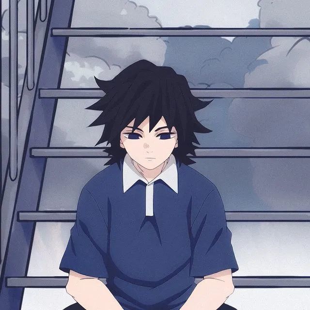 第180期动漫男头鬼灭之刃富冈义勇吃面包无水印男生头像