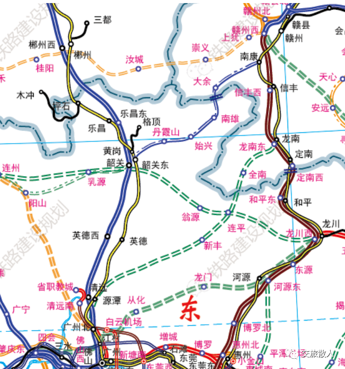 赣州至广州铁路初定设龙南东全南连平新丰清远等站