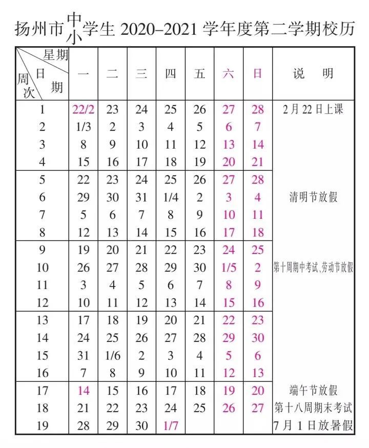 2月18日,扬州市中小学生2021年校历公布,如无新冠疫情防控的特殊规定