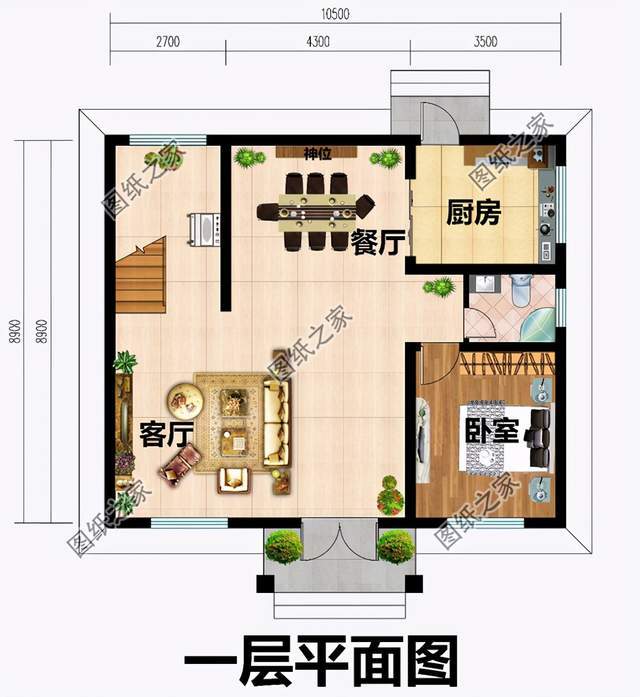 农村建房别墅图,适用于10×8米的宅基地,小面宽建好房子